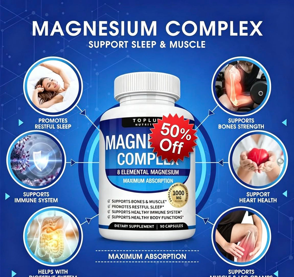 Toplux Magnesium Complex – 1000mg, 8 Powerful Forms for Recovery & Daily Wellness            ⭐️⭐️⭐️⭐️⭐️ 4.8 • 2,031 reviews