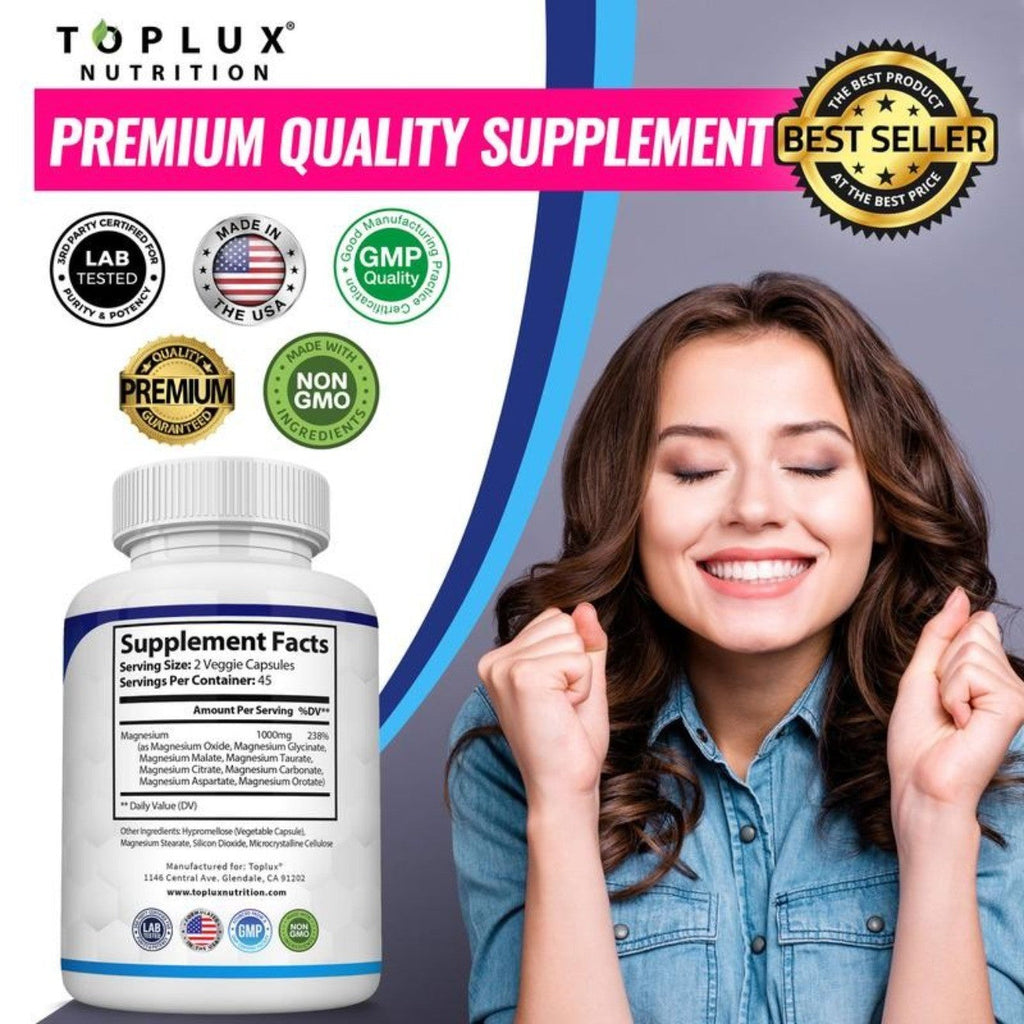 Toplux Magnesium Complex – 1000mg, 8 Powerful Forms for Recovery & Daily Wellness            ⭐️⭐️⭐️⭐️⭐️ 4.8 • 2,031 reviews