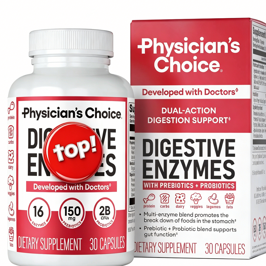 Physician's Choice Digestive Enzymes, Digestive & Gut Health, Bloating & Meal Time Discomfort, Men and Women, 30 Count